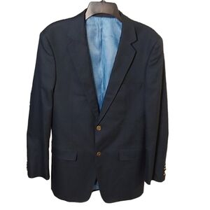 ALDOLFO MEN'S 38R NAVY BLUE WATERBURY GOLD‎ BUTTONS SPORT COAT/ BLAZER